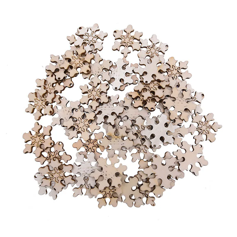 50pcs snowflake 50/100 шт Мини деревянное украшение снежинки Колокольчик для елки DIY стол Конфетти рождественские украшения, подвески - Цвет: 50pcs snowflake