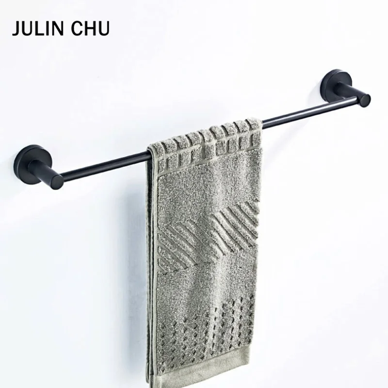 

Black Bathroom Towel Bar Antique Brass Wall Mounted Lavatory Kitchen Bath Single Towels Shelf Holder Hang Bathtowel Rack 50 CM