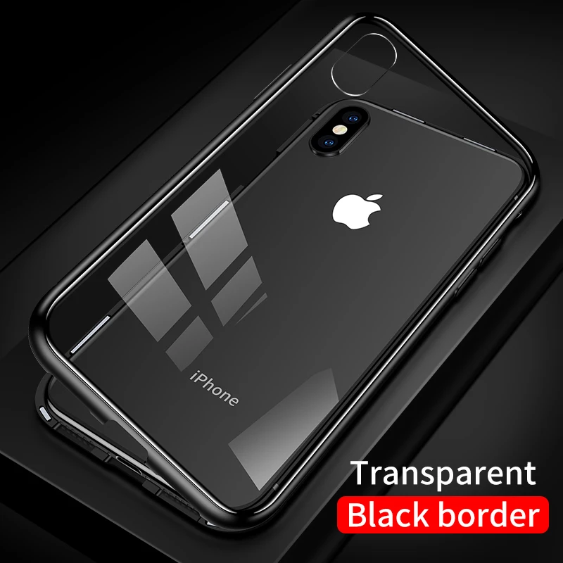 Black Joyroom 360 Drgee Магнитный чехол для iPhone XR XS Max закаленное стекло металлический магнит чехол для iPhone 8 7 6 6s s Plus чехол - Цвет: Black