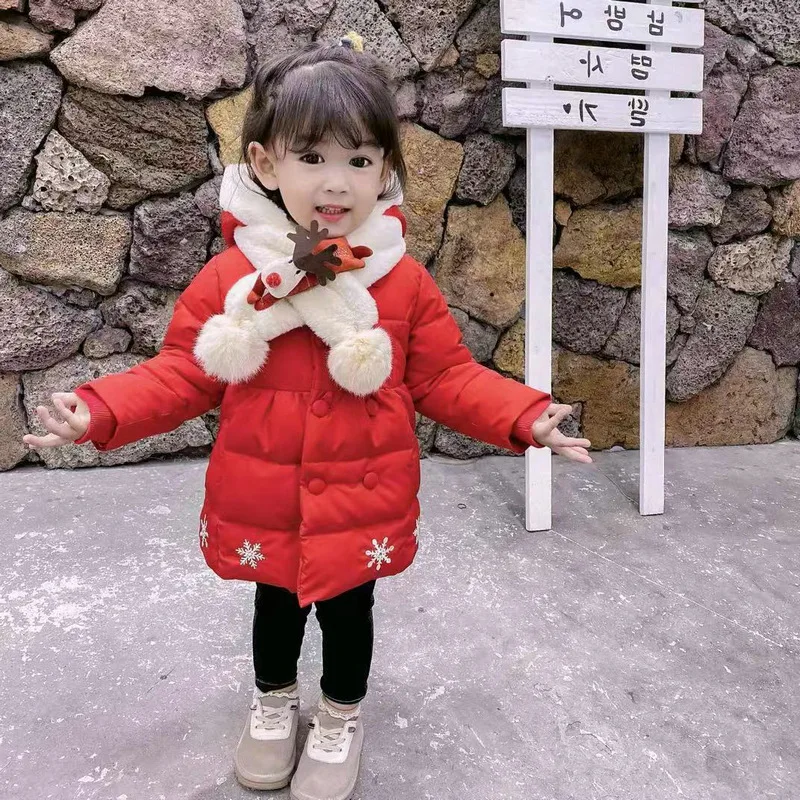 

Girl's Cotton Clothes Cartoon Christmas Theme Plush Thickened Coat Cotton Clothes Winter New Foreign Trade Children's Clothing
