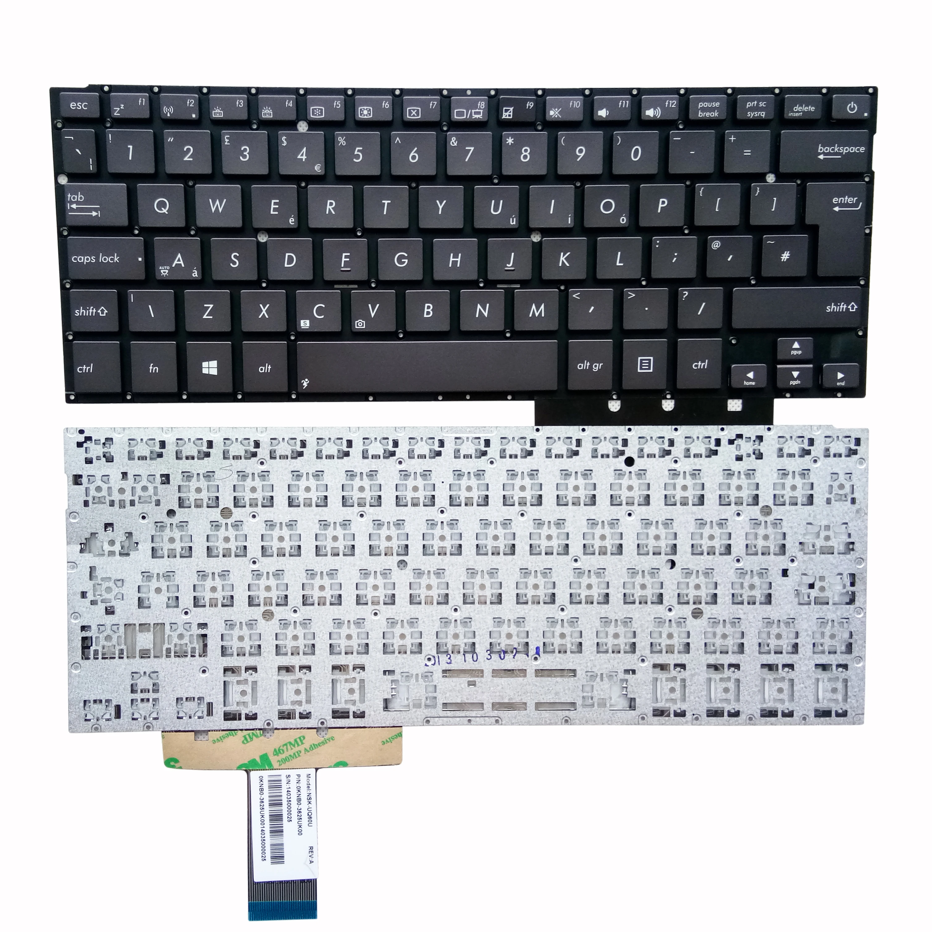 Teclado para Notebook Asus Zenbook Reino Unido gb Ux32 Ux32a Ux32la Ux32ln Ux32v Ux32vd Teclados de Substituição 0knb03625uk00 9z.n8jbu.60u