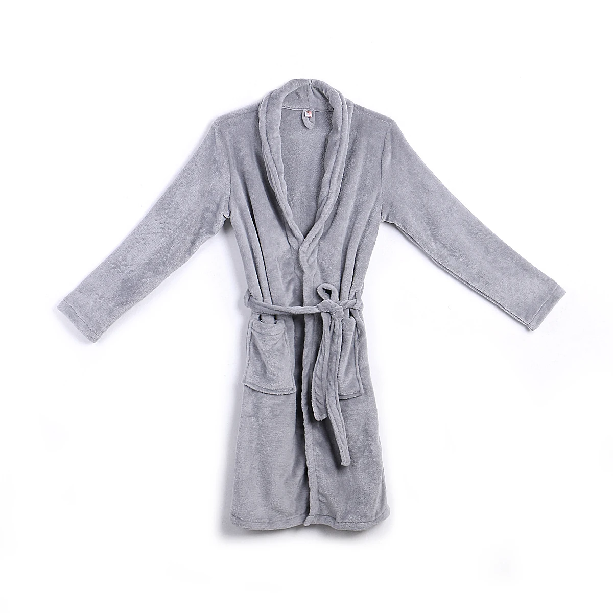 Мужские зимние теплые халаты толстые удлиненные плюшевые шали халат кимоно Домашняя одежда с длинными рукавами накидка халат пеньюар мужской - Цвет: Серый