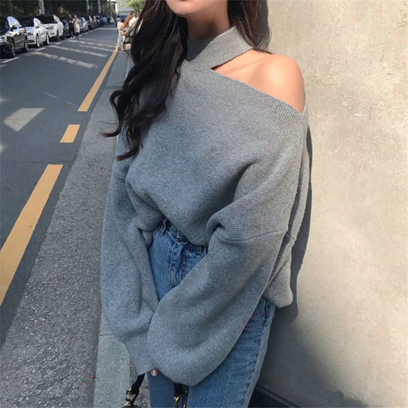 Neophil Over Size Knitted Sweater Pullover Long Batwing Sleeve Halter Collar 2019 Women Winter Loose Fashion Pullover W9123 Neophil Over Size Knitted Sweater Pullover Long Batwing Sleeve Halter Collar 2019 Women Winter Loose Fashion Pullover W9123