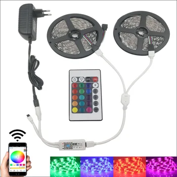

RGB LED Strip 5m 10m 15m Non-Waterproof Led Neon Light DC12V Flexible Lighting Controller Adapter Set