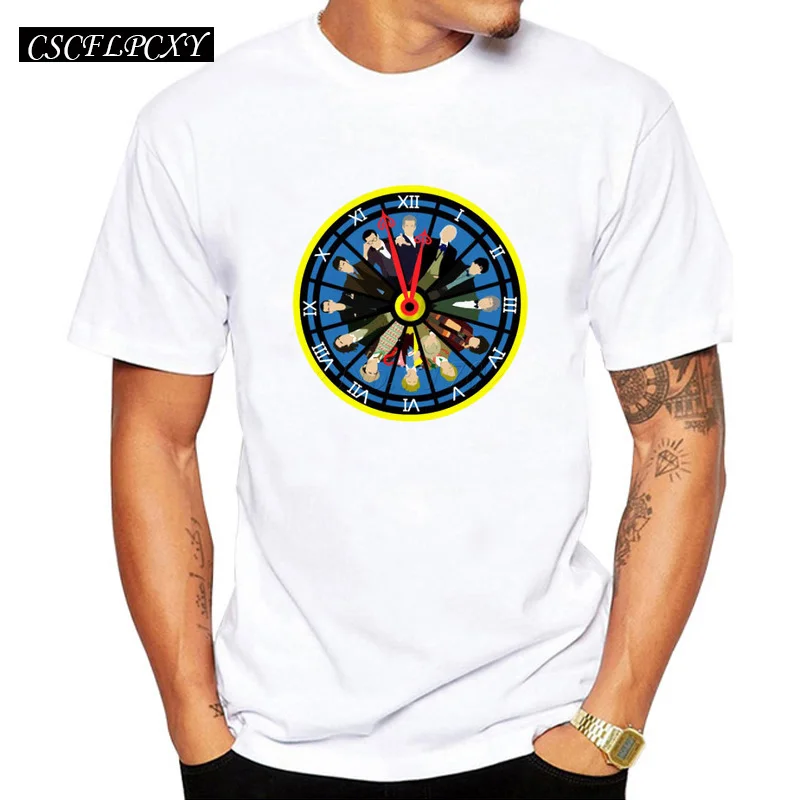 

2019 Hot sale fashion DR WHO clock creative cartoon printed men t-shirt doctor who hipster male tops casual funny customized tee