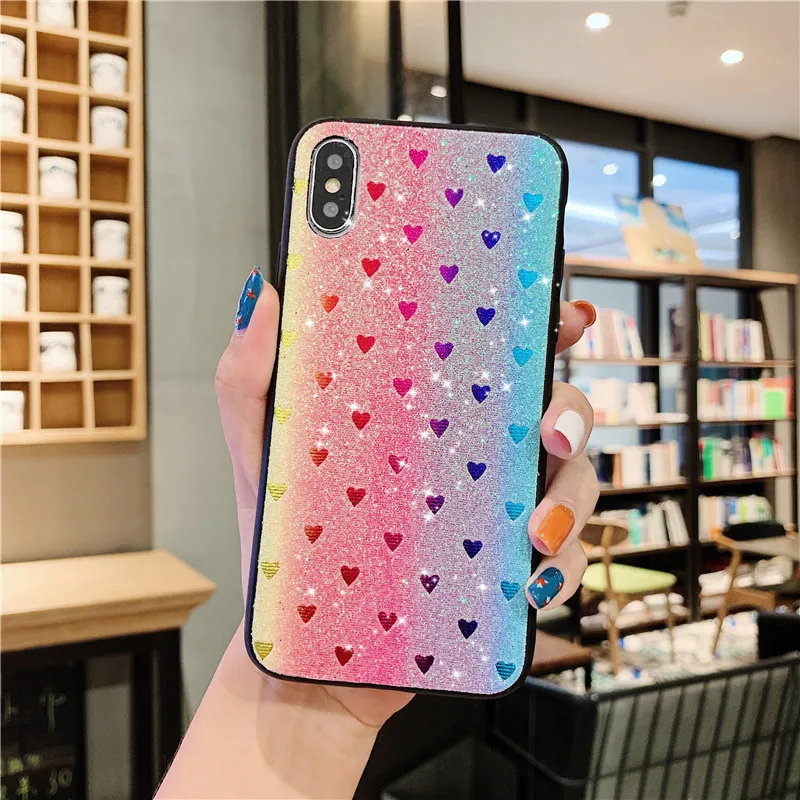 colorful Роскошный; Симпатичные тапочки с узором в виде с блестящим декором в виде сердец чехол для samsung Galaxy S10e S9 S8 J4 Plus J6 A7 A9 A6 A8 A10 A20 A30 A50 чехлы-раскладушки Чехлы для телефона - Цвет: colorful