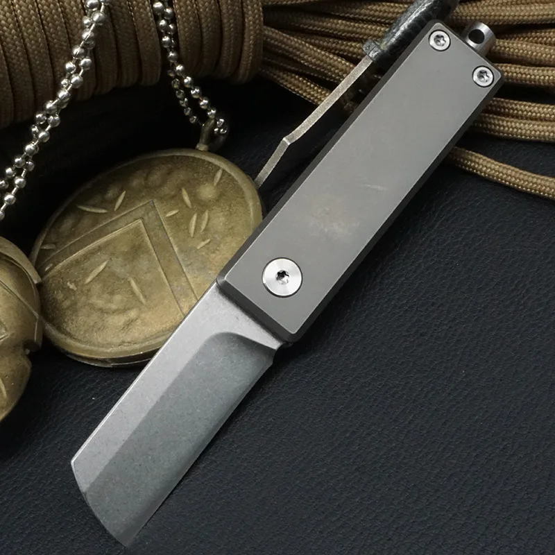 

Titanium Alloy S35VN Powder Steel Folding Knife Multi-function Stone Wash Mini Razor Knife Shavers Tools With Percussion