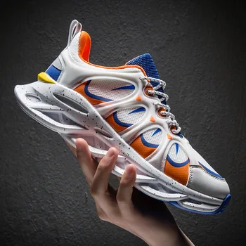 

2019 Mew Men Outdoor Sport Sneakers Shoes Mesh Breathable Athletic Shoes Male Trainers Gold Black Running Shoes Lace Up PX-39