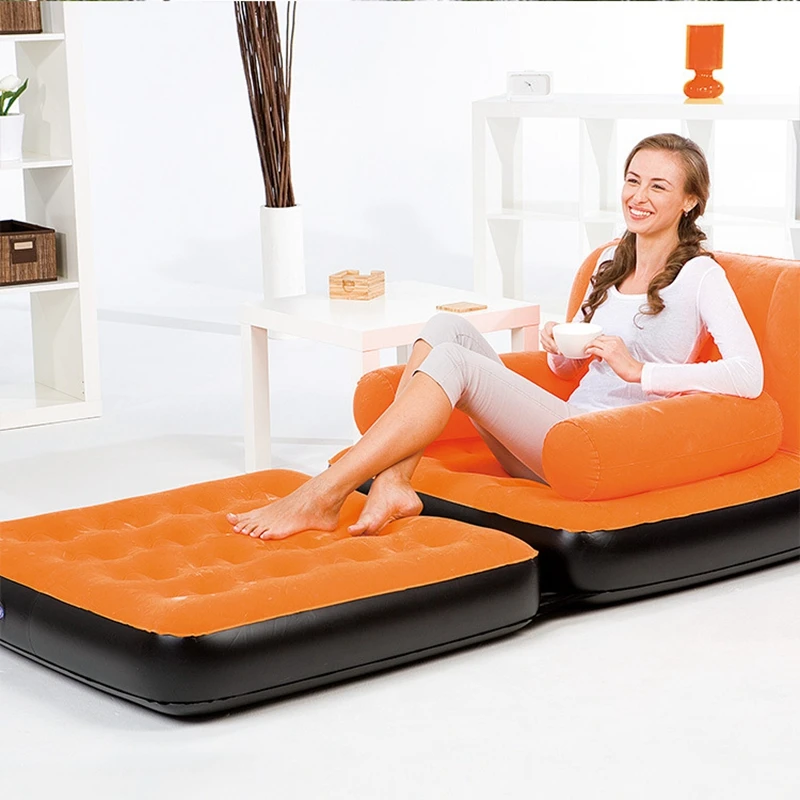 5 in 1 Outdoor Home Garden Inflatable One Seat Sofa Bed Camping Chairs Air Sofa Bed Blow UP Lounger