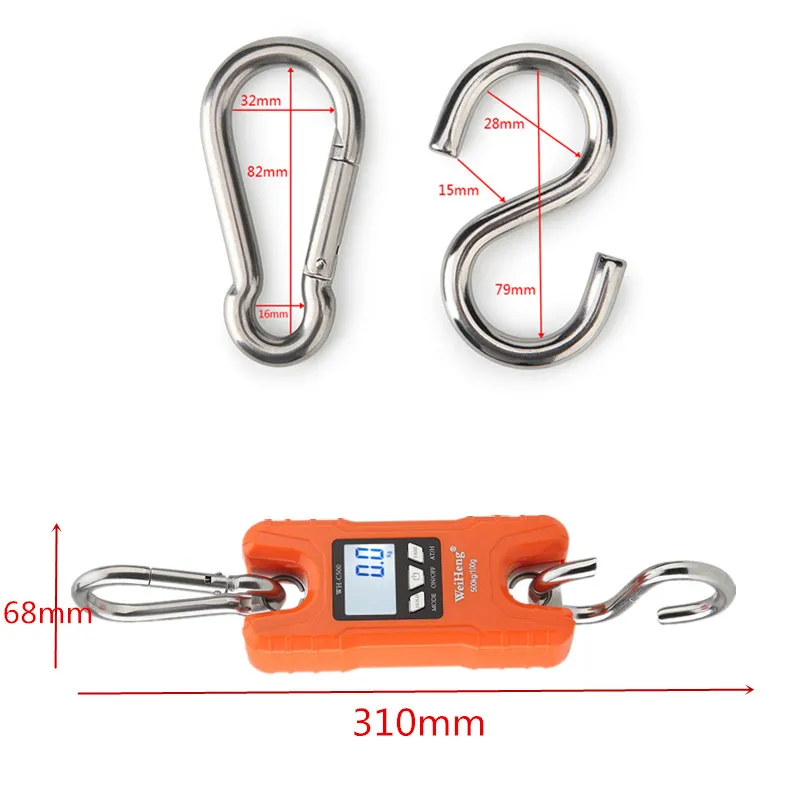 New 200kg 300kg LCD Digital Luggage Scale Heavy Duty Hanging Hook Scales Portable Digital Stainless Steel Scale