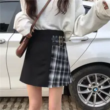 Женские юбки в Корейском стиле панк летняя винтажная клетчатая мини-юбка с высокой талией повседневная юбка в складку