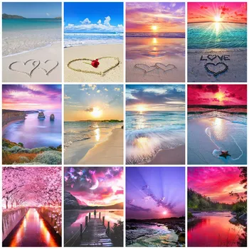 

New DIY Diamond Painting Landscape 5D Diamond Embroidery, Sea Diamond Art Pearl Image Set Home Decoration