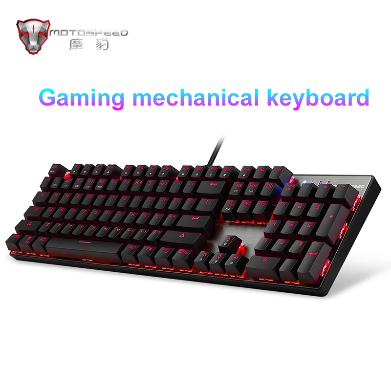 Original Motospeed CK104 Gaming Mechanical Keyboard 104 keys USB wired Russian/English RGB Backlit Keyboard for Computer gamer