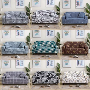 

1/2/3/4 Seaters Simple Striped Plaid Printed Polyester Elastic Sofa Cover for Living Room Sofa Chair Couch Protective Cover