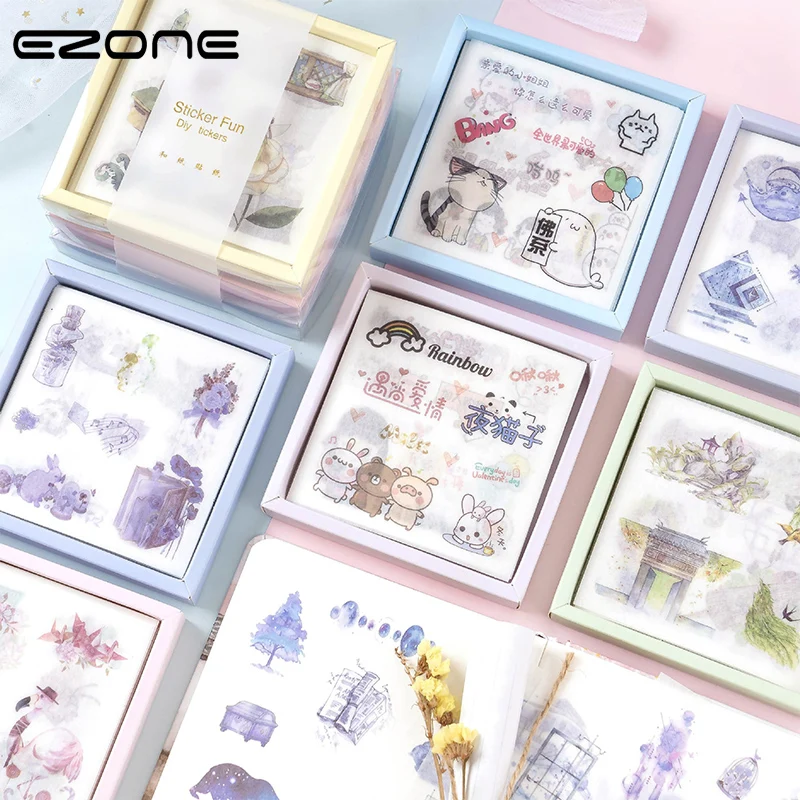 

EZONE 20PCS/Set Children Sticker Hand Book Scrapbook Decoration Sticker Box Packing Gift For Classmate School Cute Stationery