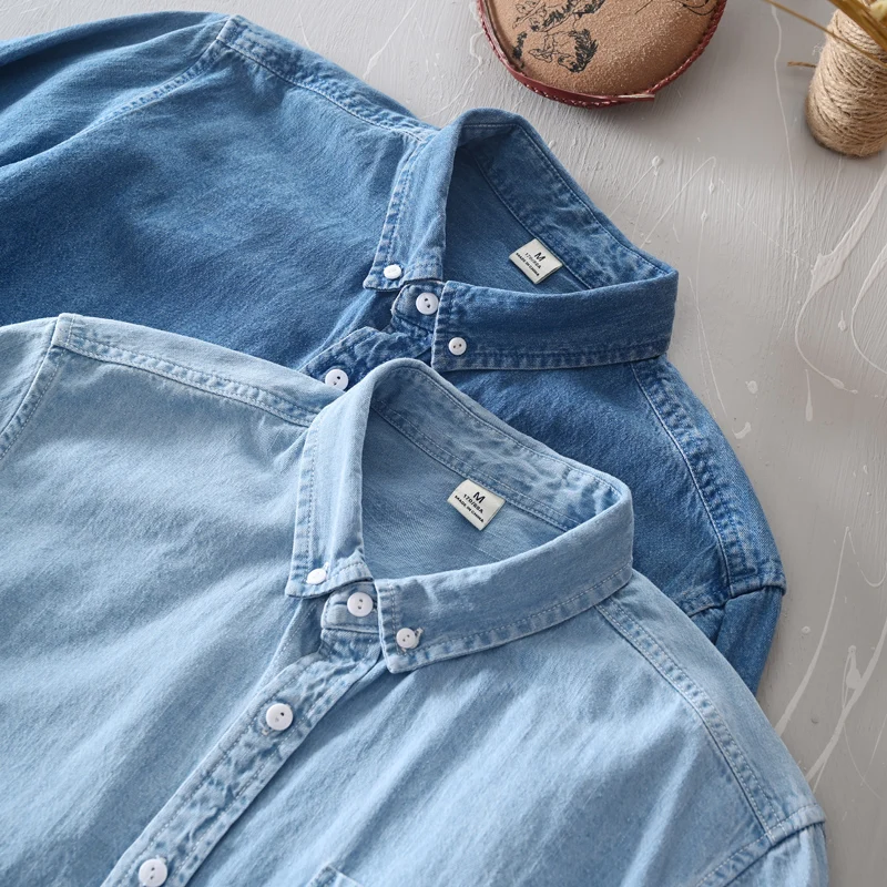 Classic casual Denim shirt spring autumn Comfortable thin solid tops men clothing long sleeve soft jeans shirts denim shirt,long sleeve shirt,men casual shirt