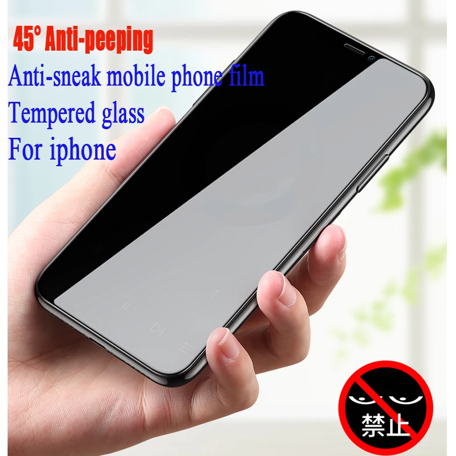 

9H 3D Curved Full Cover Tempered Glass Anti Peeping Glare For iPhone X XR XS MAX 6 6S 7 8 Plus 5 5S SE Privacy Screen Protector