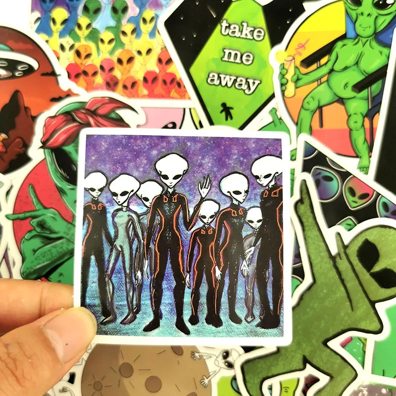 Горячая 50 шт./компл. мультфильм ET Alien НЛО стикер для багажа ноутбук холодильник ноутбук игрушка для скейтборда стикер