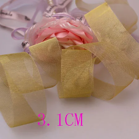 3.4CMcm5yards DIY аксессуары лента с проволочной кромкой, Жесткая сетка, лента, Золотая лента, декоративная подарочная коробка с деревом, упаковка с бантом - Цвет: 5YARD