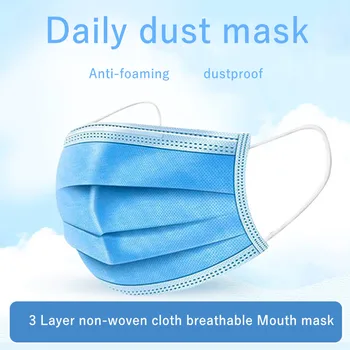 

100 Pcs daily Mouth Mask 3-laye Non Woven Anti-Dust Disposable Filter Moisture proof elasticity Earloop Mask 24 hours Shipping