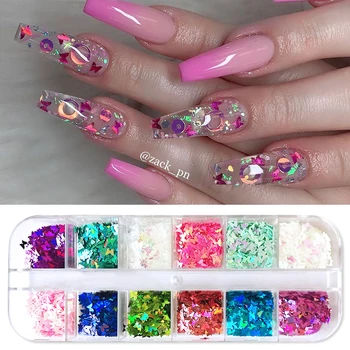 

Butterfly Pattern Nail Sequins Paillette Mixed Colors Nail Colorful Glitters 3D Nail Slices Art Accessories