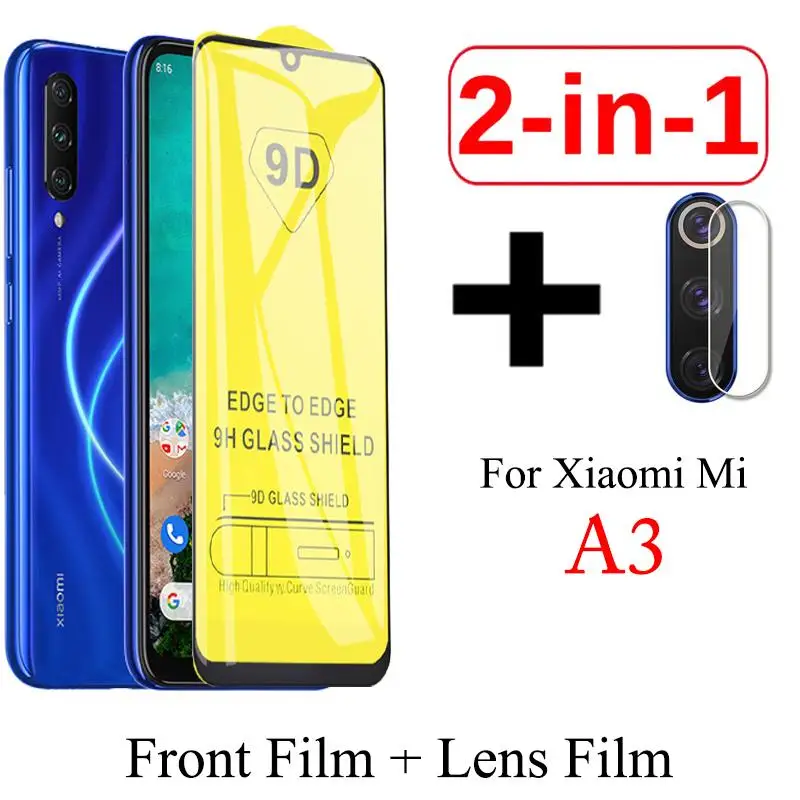 2 в 1 9D Экран протектор для Xiaomi mi A3 Lite защита для объектива камеры Стекло для Red mi K20 Note 5, 6, 7, 8 Pro 7 7A закаленное Стекло