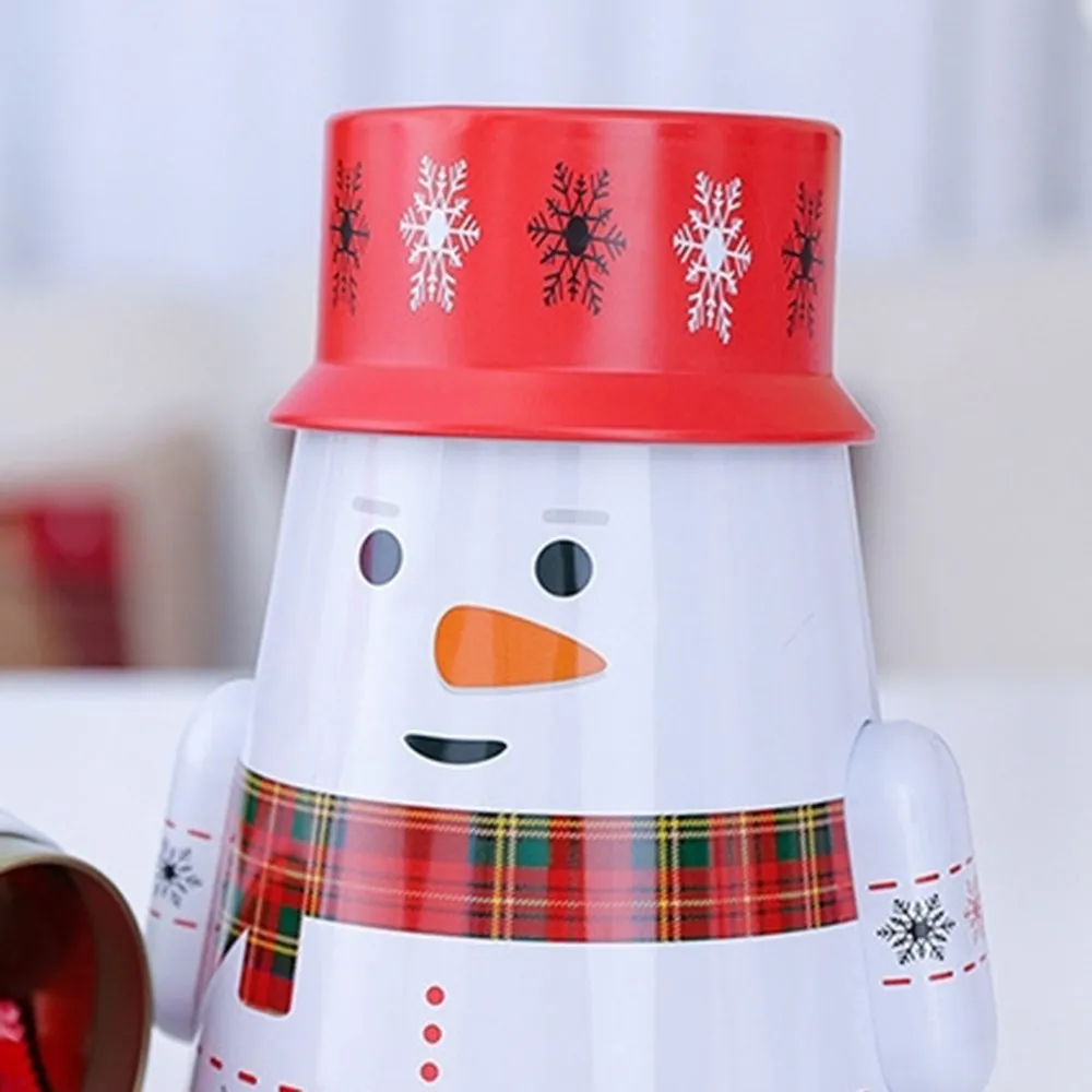 Милый Санта-Клаус в форме снеговика банка для хранения конфет Рождественская неваляшка жестяная коробка для конфет Подарочная коробка детская креативная подарочная коробка
