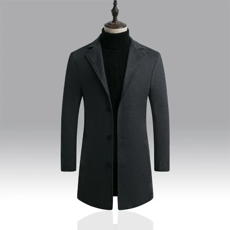 Осенняя ветровка, Брендовые мужские пальто, Зимняя шерстяная Мужская куртка, высококачественное шерстяное пальто, верхняя одежда, мужские повседневные куртки - Цвет: Темно-серый