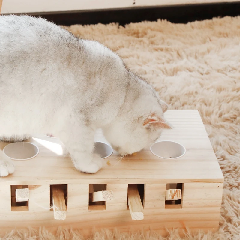 Игрушки для кошек домашние твердые деревянные игрушки для кошек интерактивные 5-Holed Chase мышь игра "Ударь мышь" царапина интерактивные кошки Играть Смешные T