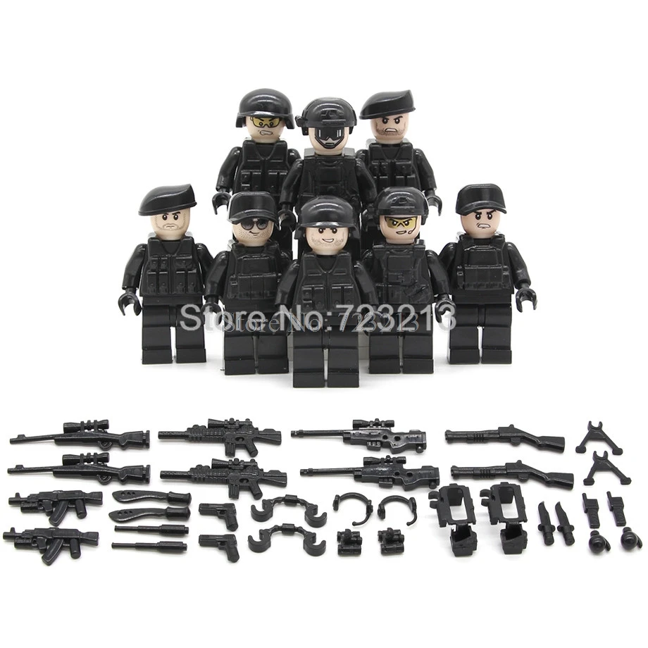 5 шт./лот SWAT Ghost Soldier Военный Набор фигурок оружие пистолет строительные блоки наборы модели кирпичи развивающие игрушки для детей - Цвет: 8pcs