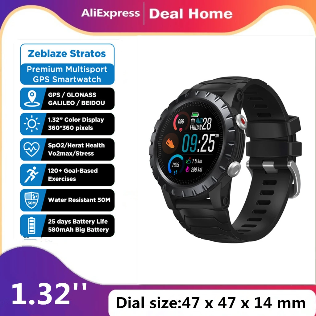 Zeblaze Stratos Gps Smartwatch Builtin 4satellite/3modes Gps Heart