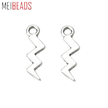 

MEIBEADS 50pcs/lot 16*5mm Fashion Antique Silver Color Wave Geometric Charm Jewelry Findings for DIY KeyChain Bracelet EY1927