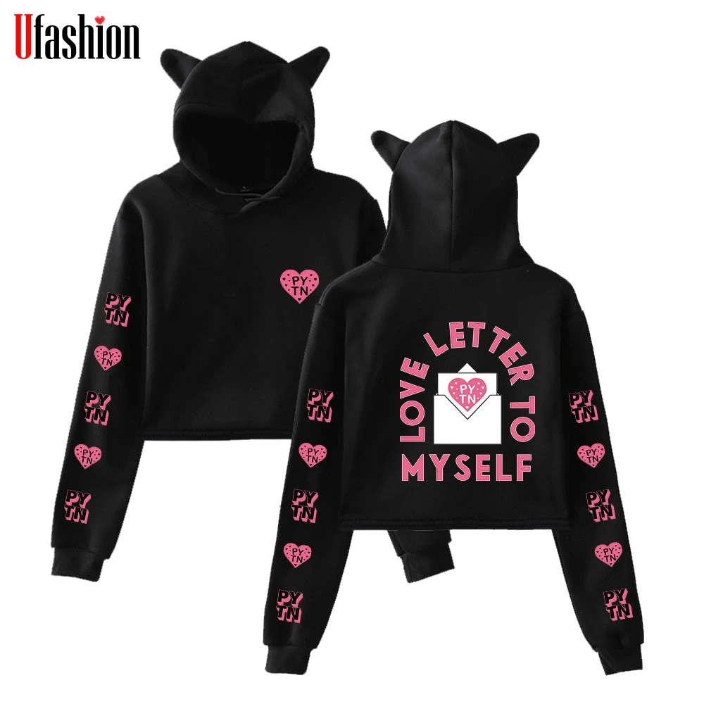 

Payton Moormeier PYTN Hoodie Sweatshirt Cat Ear Cap High Waist Sexy Full Sleeve Length Lady K Pop Fashion Pullovers Crop Tops