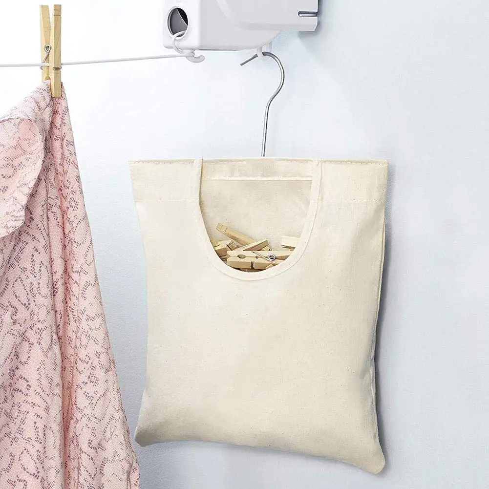 

Canvas Clothespin Bag Hanging Storage Organizer,Laundry Clothes Pin Holder Storage Bag with Hanging Hook for Outdoors