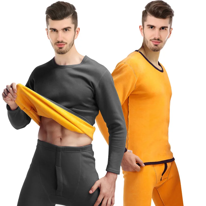 Men Dark Gray Men Women New Thermal Underwear for Middle-aged with Plush and Thickened Undershirts Gold Velvet Suits Plus Size Long Johns Sets - Цвет: Men Dark Gray