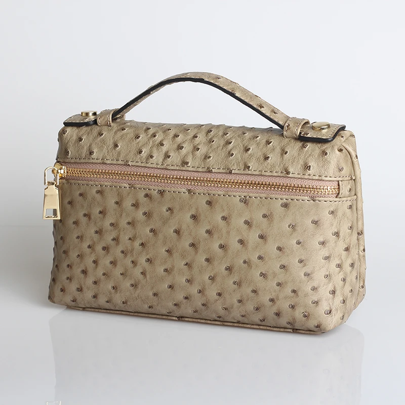 Ostrich Khaki(L) Дизайн клиента, сумка, модная женская, любимая, Страус/змея/крокодиловый узор, клатч, сумки Ins,, сумочка, модная, женская, Ева - Цвет: Ostrich Khaki(L)