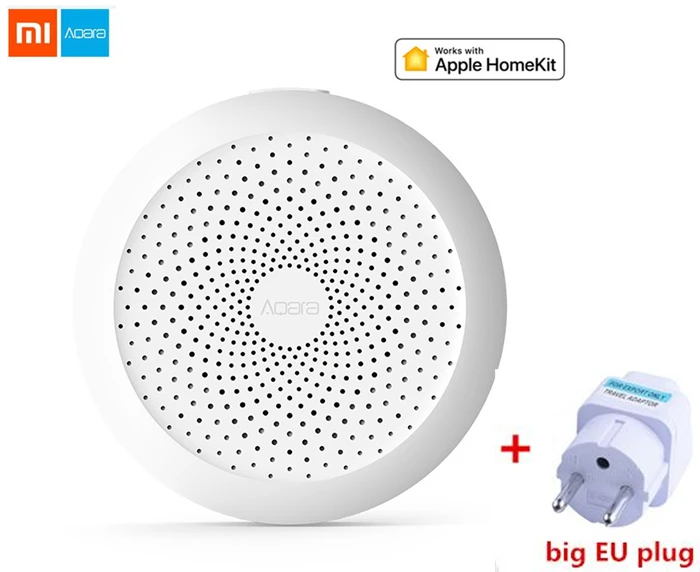 add Big EU plug Xiaomi mi jia Aqara Gateway Hub с RGB светодиодный ночной Светильник Smart work с Apple Homekit mi home App International Edition - Цвет: add Big EU plug