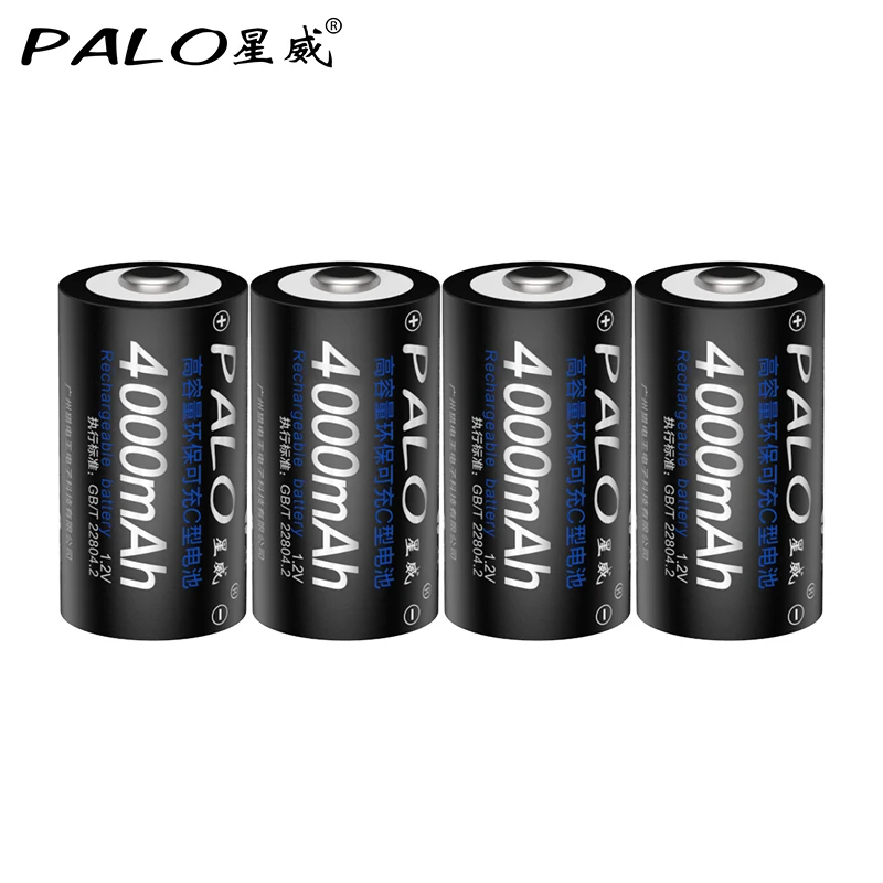 PALO Оригинал 6 шт. батареи C размер Ni MH bateria 4000 мАч аккумуляторные для камеры