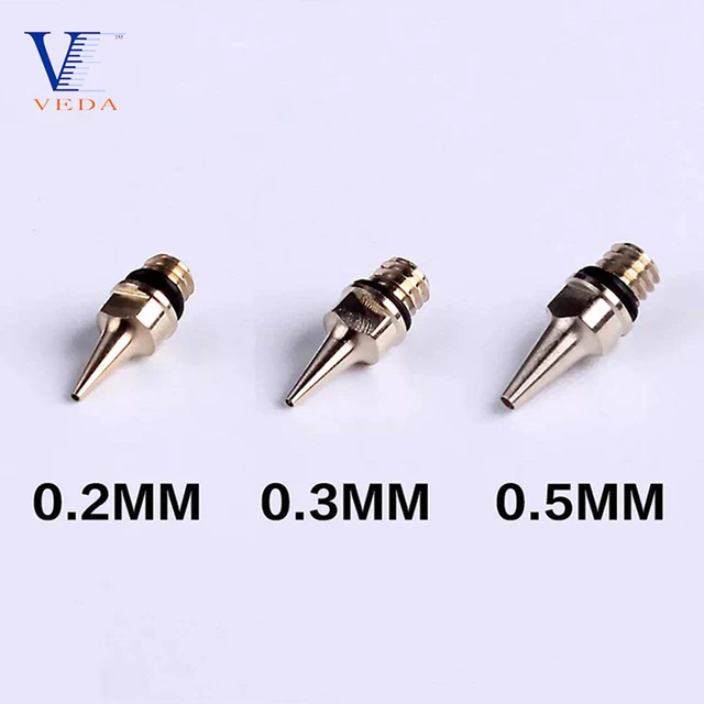Airbrush Accessories 0.2/0.3/0.5MM Nozzle & Needle & Nozzle Cap & Multi  Function Reamer & Nozzle Wrench Replacement Parts