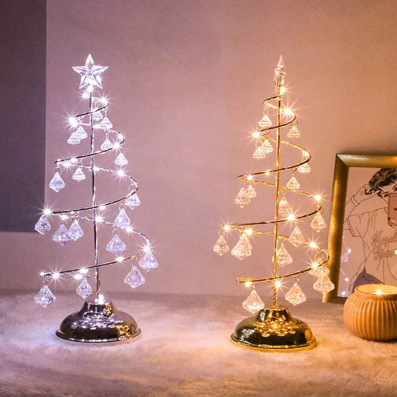 Светодиодный светильник для рождественской елки с кристаллами, на батарейках, для украшения стола, окна, дома, офиса, Лучшая цена
