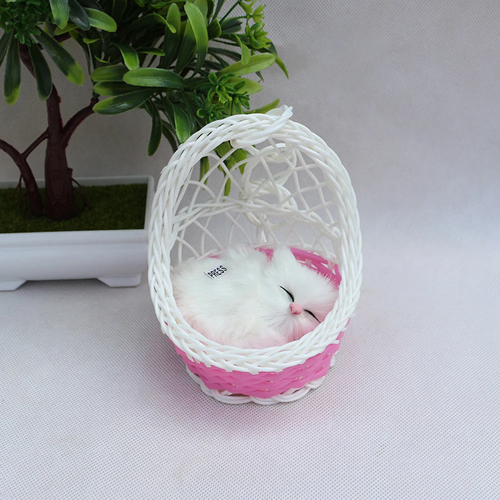 Моделирование милые кошки котенок плюшевая кукла игрушка со звуком подвесная корзина настоящая жизнь Животные Кошки спящие игрушки для детей детский подарок