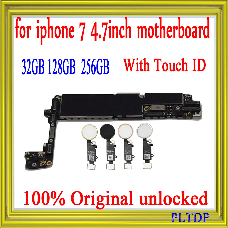 

Factory unlocked for iphone 7 Motherboard with/NO Touch ID,100% Original for iphone 7 Mainboard 32GB / 128GB / 256GB
