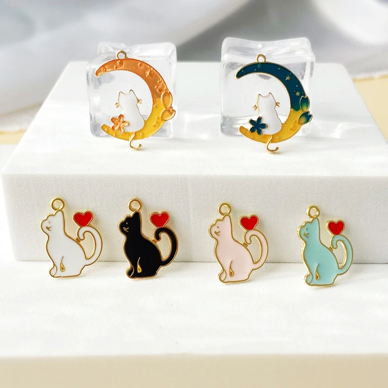 

Новый стиль 50 шт./лот сплав капли масла мультфильм Животные Кошки/Луна Форма металлический плавающий медальон Подвески diy ювелирные изделия серьги аксессуар