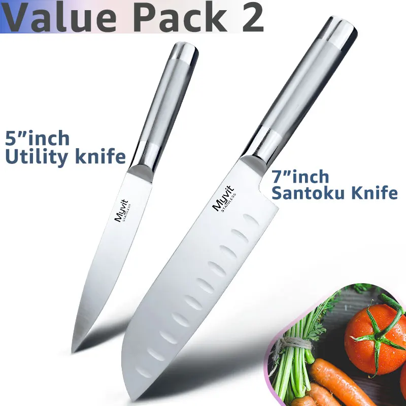 Value Pack 2 Набор ножей из нержавеющей стали, японский 7CR17 440C, высокоуглеродистая Нержавеющая сталь, нож для нарезки хлеба, нож для шеф-повара - Цвет: Value Pack 2