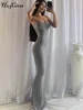 Hugcitar Satin Slip Sleeveless Backless Slim Sexy Maxi Dress 2022 Spring Women  Party Y2K Concise Bodycon Elegant  Clothing 2