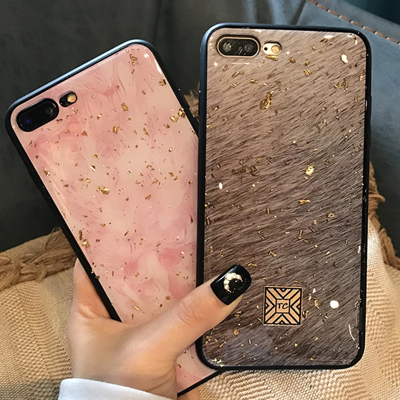 Золото Фольга розовая блестящая я чехол для телефона iPhone 7 8 6 S 6s плюс мягкий ТПУ с