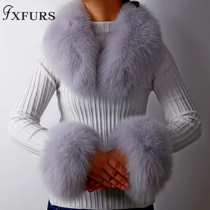 light grey Новые меховые воротники из натурального меха енота, меховые шарфы, набор зимних теплых меховых шарфов, манжеты, кашемировые пальто, аксессуары, роскошные - Цвет: light grey