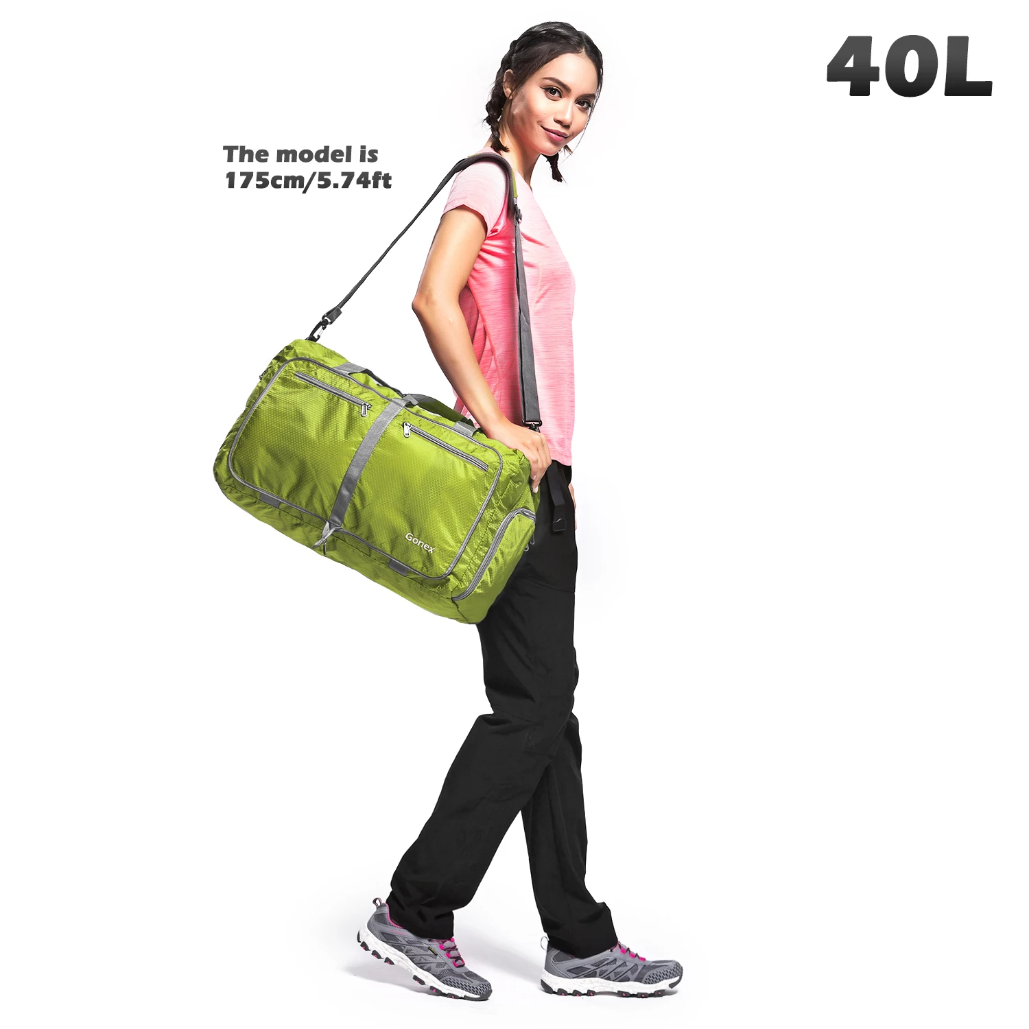 Apple Green Gonex 40L дорожная сумка для багажа для мужчин и женщин 210d нейлон дорожные сумки складные Сверхлегкая сумка для отдыха деловой поездки - Цвет: Apple Green