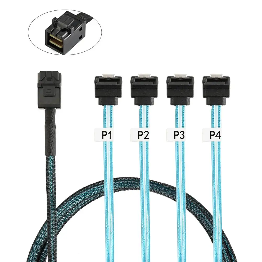 1m 3FT ���� �̴� SAS SFF-8643 ȣ��Ʈ-������ 90 ���� 4 SATA ��� �ϵ� ��ũ 6Gbps 12Gbps ������ ���� Raid ���̺�