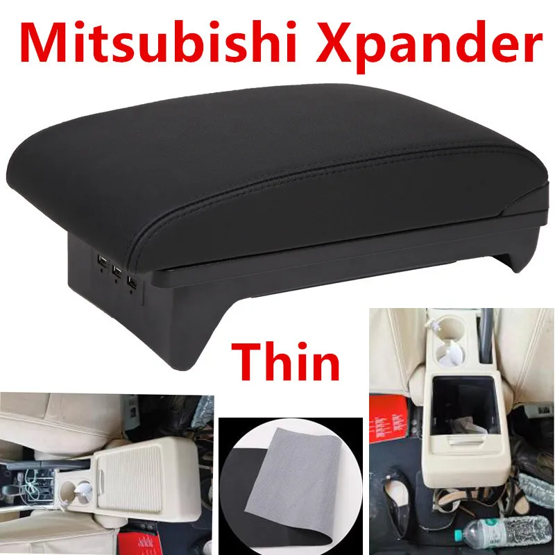 Для Mitsubishi Xpander подлокотник коробка Универсальная автомобильная центральная консоль с USB - Название цвета: black line